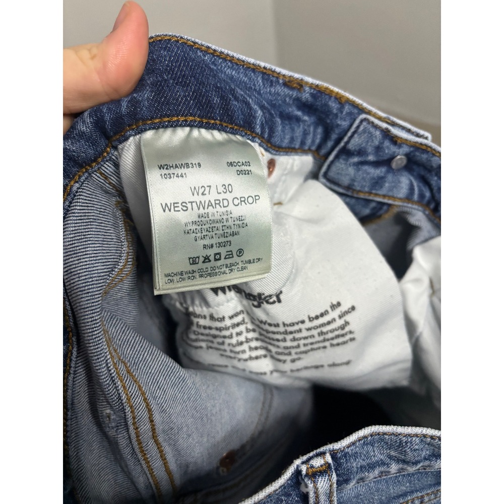 Wrangler Westward Crop Flare Jeans 27 High Rise Western Boho Denim - Picture 5 of 5